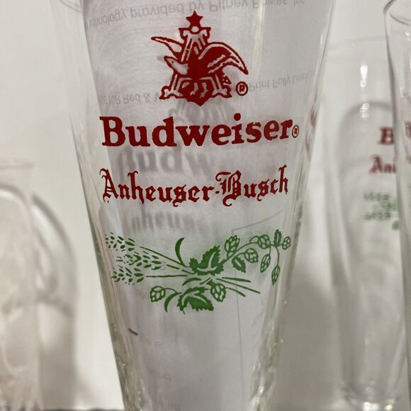 Vintage Budweiser Pilsner Glasses (6) Anheuser Busch Christmas Holiday Beer Bar - Picture 2 of 8